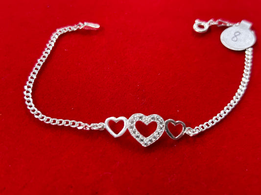 Pulsera de 3 corazón con zirconias